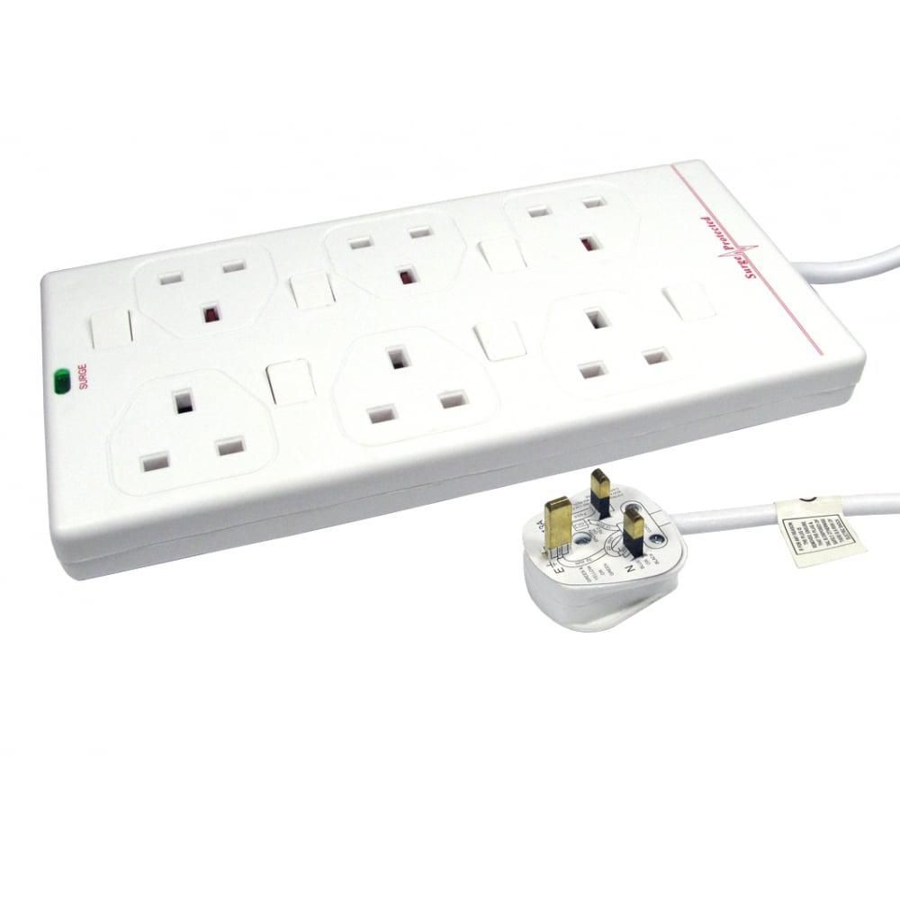 6-way UK Socket 2M White thumbnail