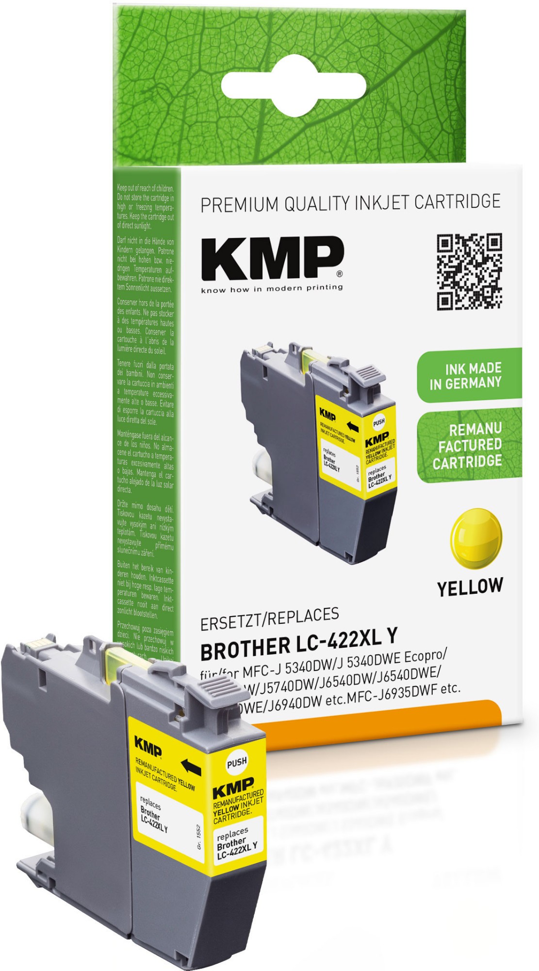 1552,4009 KMP PRINTTECHNIK AG KMP Patrone Brother MFC-J5340DW LC422XLY yellow 1500S. 20ml remanufactured