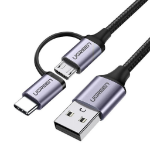 Ugreen EU Product - 2in1 USB to micro USB / USB-C cable 2.4A  1m - Black