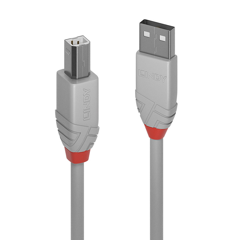 Image of Lindy 1m USB 2.0 Type A to B Cable, Anthra Line, grey