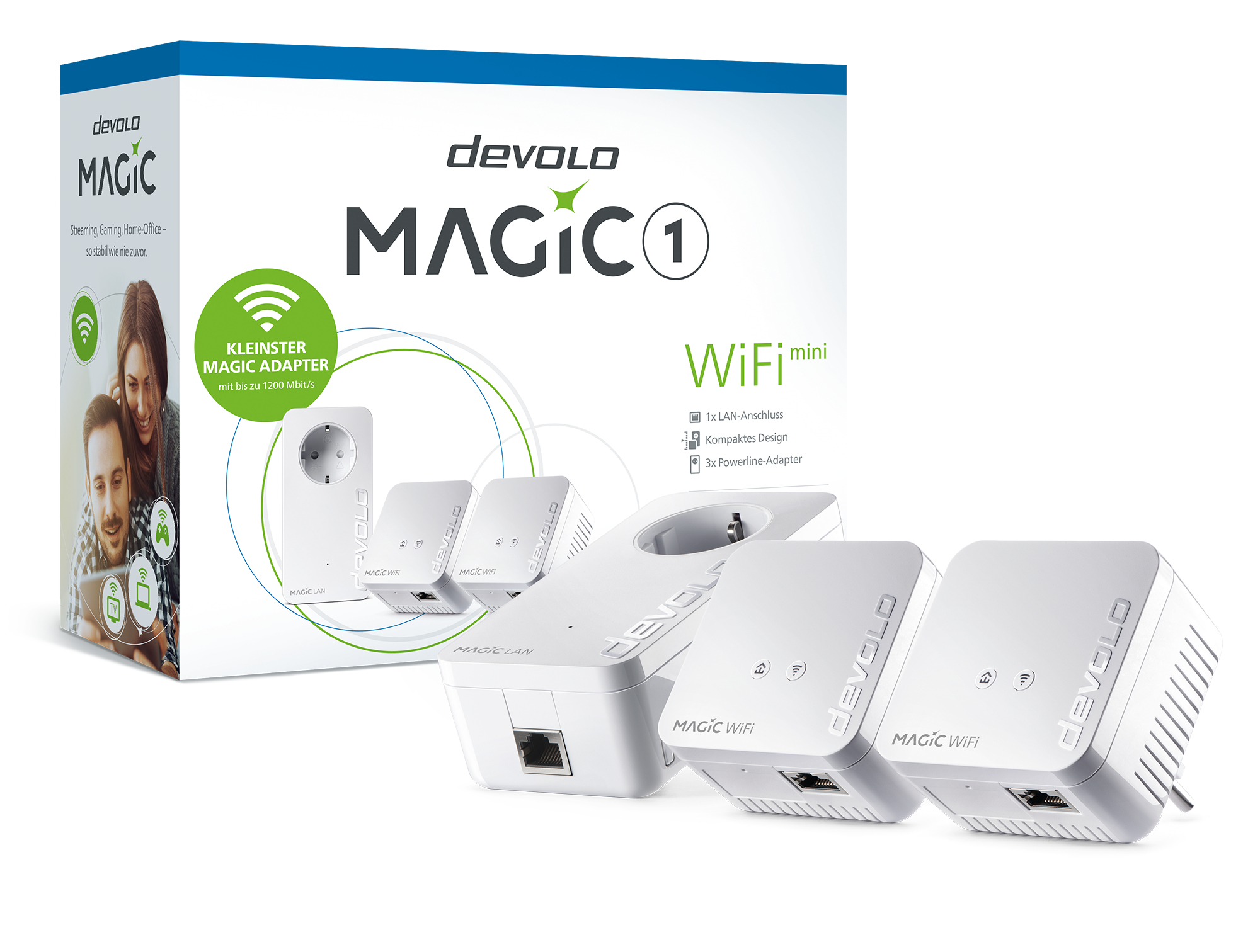 EU Product - Magic 1 WiFi mini Powerline Multiroom Kit Powerline bis zu 1.200 Mbit/s, WiFi 4 bis zu 300 Mbit/s, 1x LAN (pro Einheit)