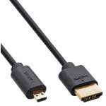 InLine Slim Ultra High Speed HDMI Cable AM/DM 8K4K gold plated black 0.5m