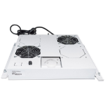 Intellinet 2-Fan Ventilation Unit for 19" Racks, Roof Mount, with Thermostat, Grey