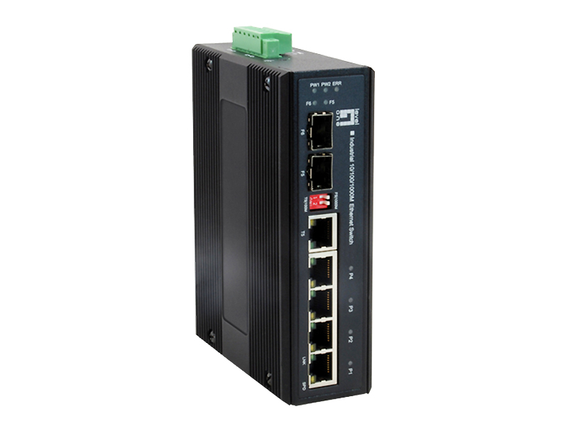 Image of LevelOne 6-Port Gigabit Industrial Switch, 1 x SFP, 1 x SFP/RJ45...