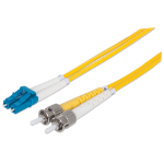 Intellinet Fiber Optic Patch Cable, OS2, LC/ST, 2m, Yellow, Duplex, Single-Mode, 9/125 Âµm, LSZH, Fibre, Lifetime Warranty, Polybag