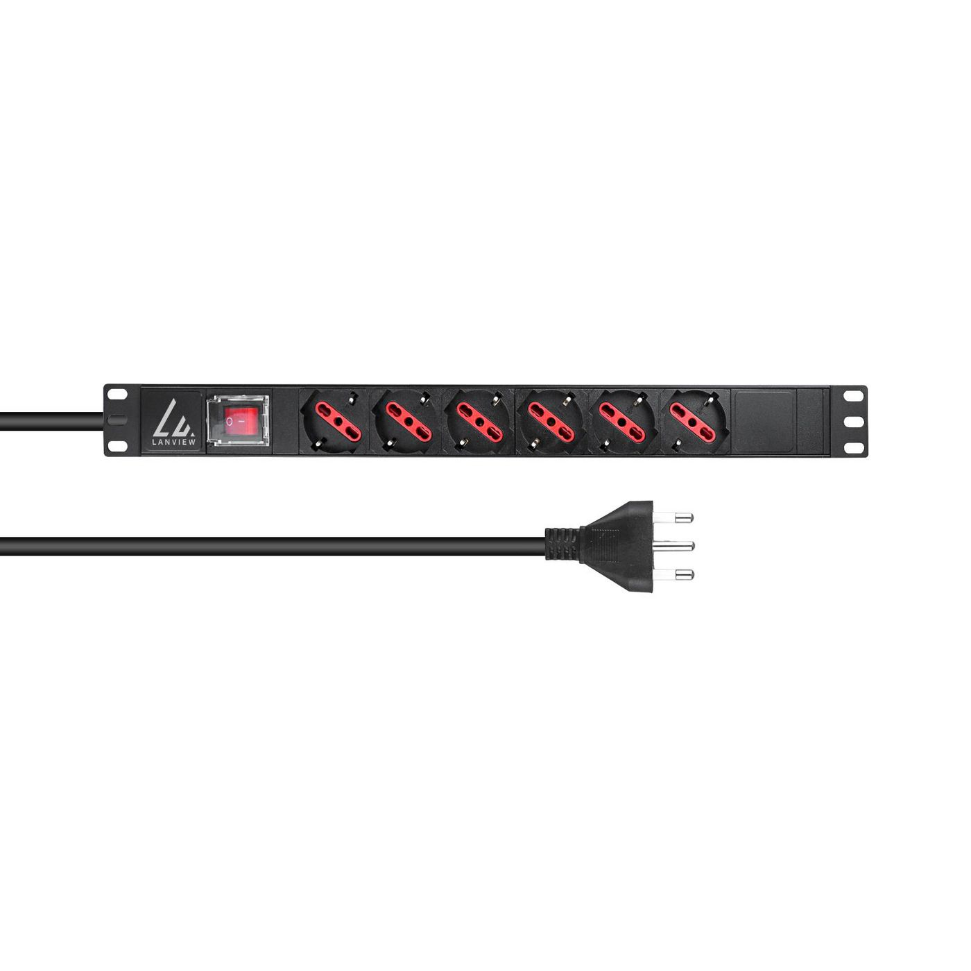 1U 19 inch 6 port Type F/J,  with switch, 2M power cable  with J plug thumbnail