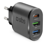 SBS TETR2USBTCPD30W mobile device charger Universal Black AC Fast charging Indoor