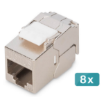 Digitus CAT 6A compact keystone module, shielded, tool-free mounting connection. 8 pcs.