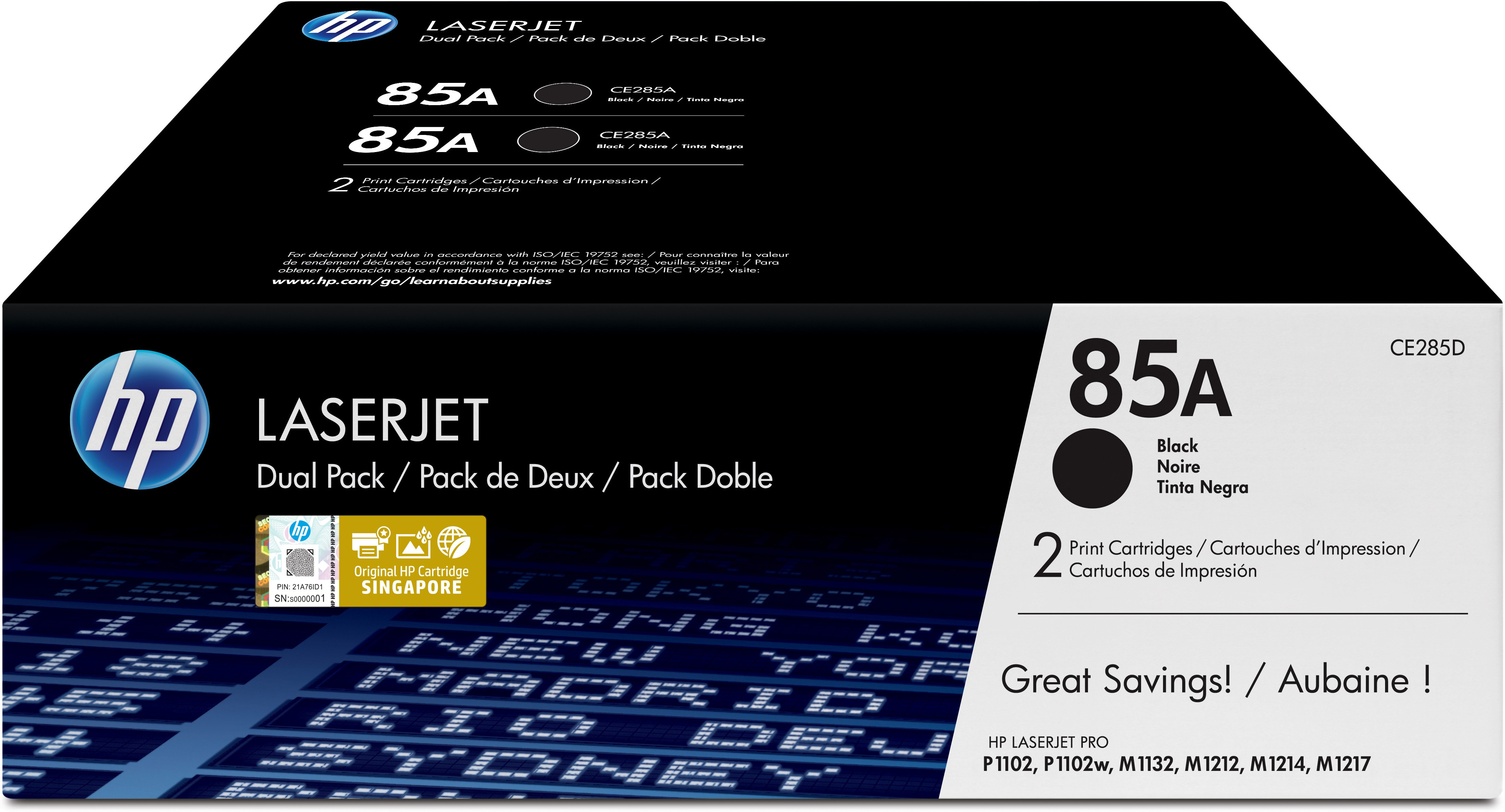 Image of HP CE285AD/85A Toner cartridge black twin pack, 2x1.6K pages/5%...