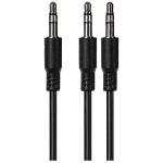 Maplin 3.5mm Aux Stereo 3 Pole TRS Jack Plug to Twin 3.5mm 3 Pole TRS Jack Plug Cable 2m