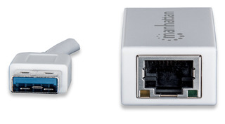 Manhattan USB-A Gigabit Adapter, 10/100/1000 Mbps Network, Ethernet, RJ45, White, Blister