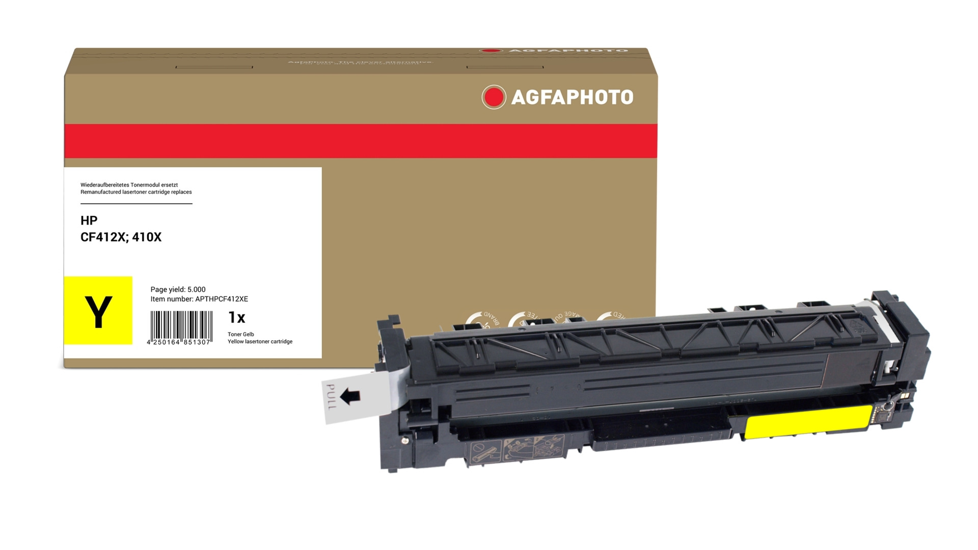 AgfaPhoto Compatible Toner Cartridge. Yellow. Replacement for HP CF412