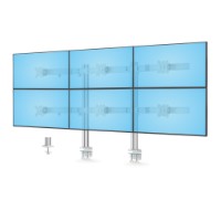 StarTech.com Six-Monitor Desk Mount with Crossbar, Up To 32-inch Computer Screens, Max 17.6lb (8kg) each, Dual Column, C-clamp/Grommet, Height Adjustable