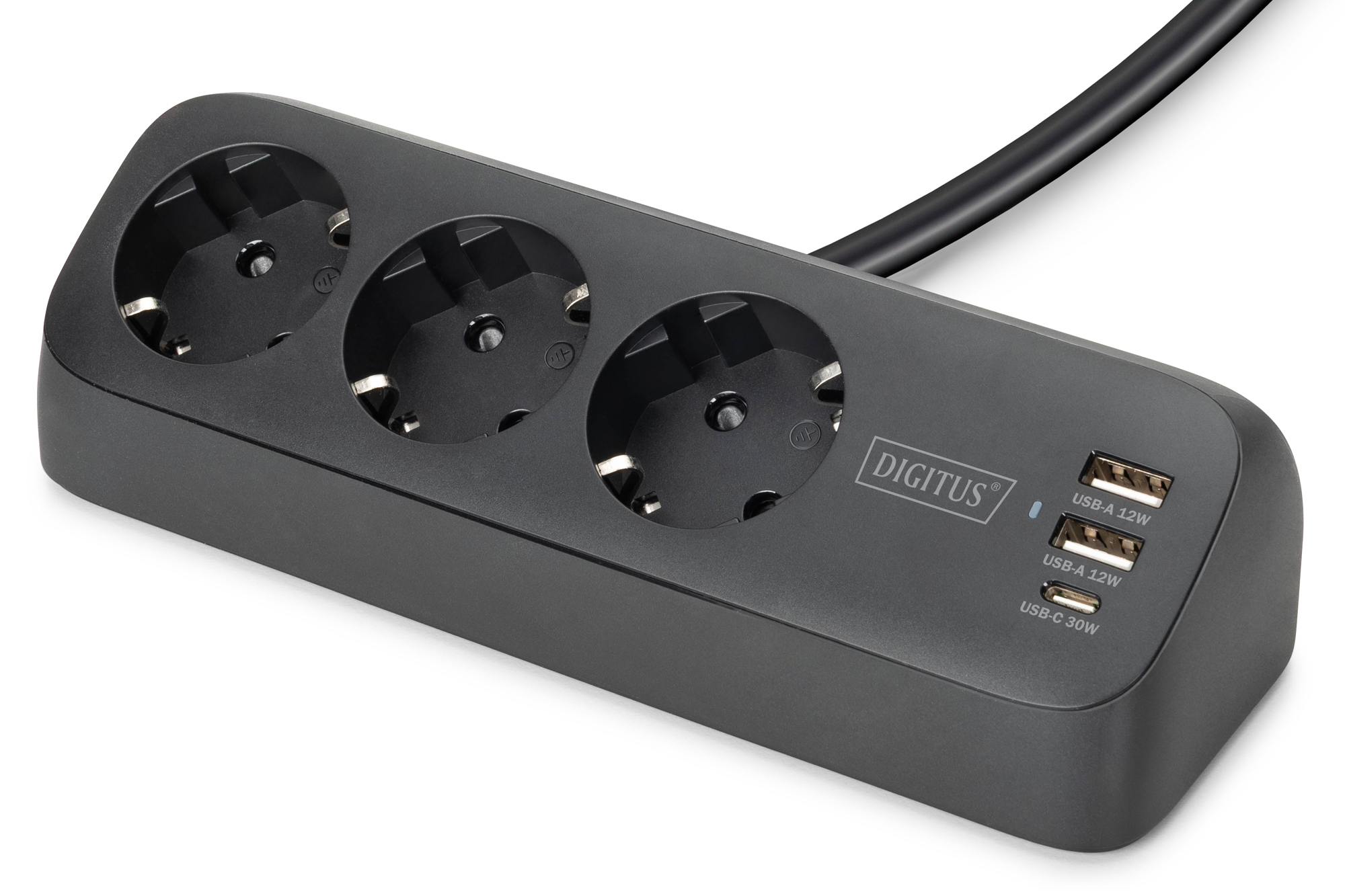 Digitus 3-way office socket strip with 2x USB-A and 1x USB-C connectio