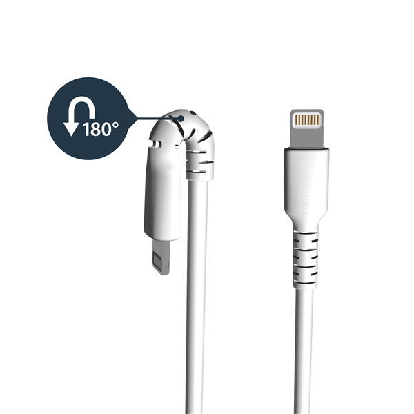 StarTech.com 2m USB A to Lightning Cable - Durable White USB Type A to Lightning Connector Charge and Sync Charger Cord - Rugged w/Aramid Fiber - Apple MFI Certified - iPad Air iPhone 11