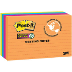 POST-IT 5845-SSUC SUPER STICKY RULED MEETING NOTES 123 X 200MM ASSORTED RIO DE JANEIRO PACK 4