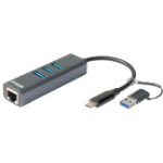 D-Link USB-C/USB to Gigabit Ethernet Adapter with 3 USB 3.0 Ports DUB-2332