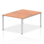 Dynamic Impulse Back-to-Back 2 Person Bench Desk W1200 x D1600 x H730mm With Cable Ports Beech Finish Silver Frame - IB00100 DD