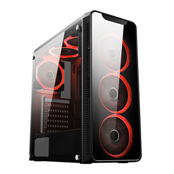 CIT Blaze Mid Tower 1 x USB 3.0 / 2 x USB 2.0 Tempered Glass Side & Front Window Panels Black Case with CIT Blaze Mid Tower 1 x USB 3.0 / 2 x USB 2.0 Tempered Glass Side & Front Window Panels Black Case with
