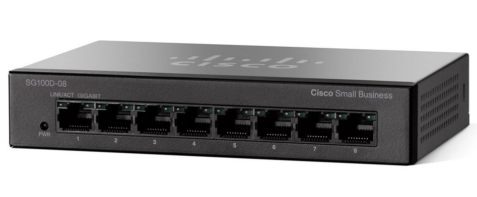 Cisco SG100D-08 Unmanaged L2 Gigabit Ethernet (10/100/1000) Black