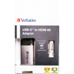 Verbatim 49143 video kabel adapter 0,1 m USB Type-C HDMI Zwart, Zilver