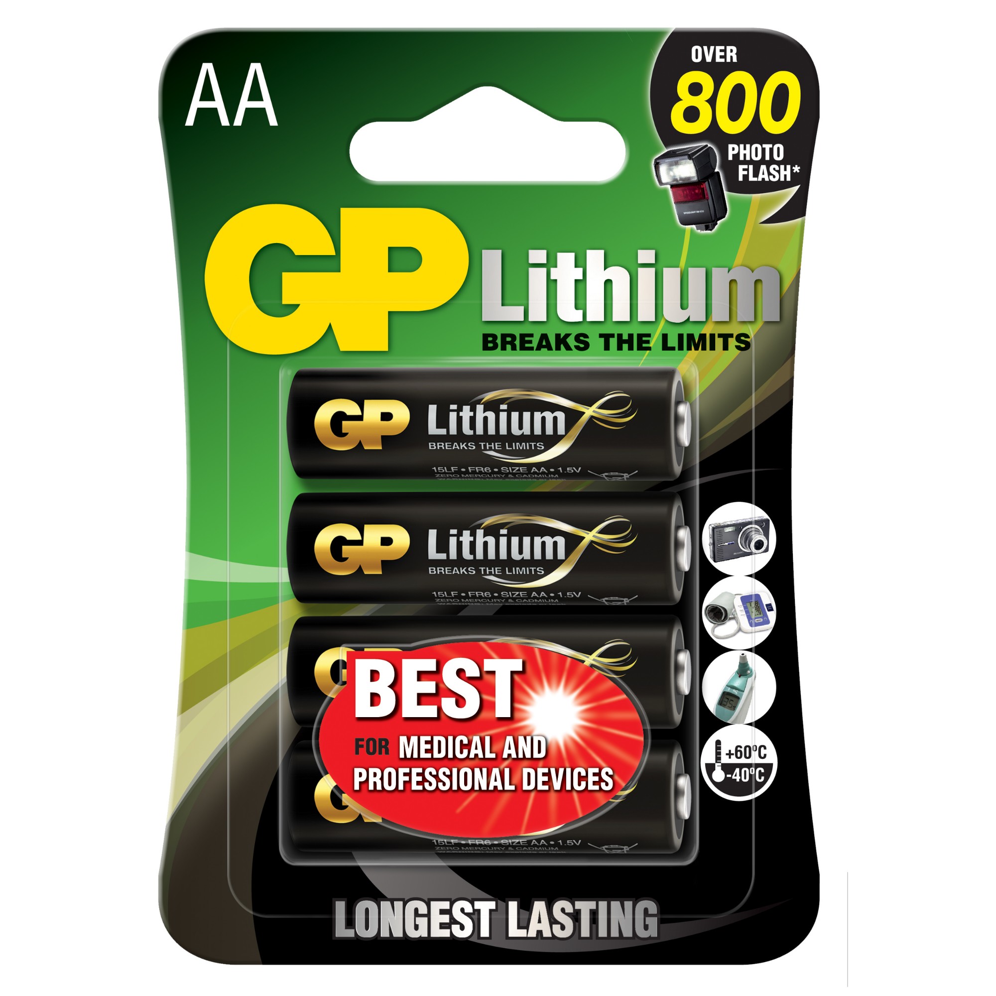 GP Batteries GP AA Lithium Batteries - Pack of 4
