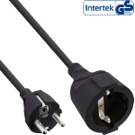 InLine Power extension cable, black, 10m, with child safety