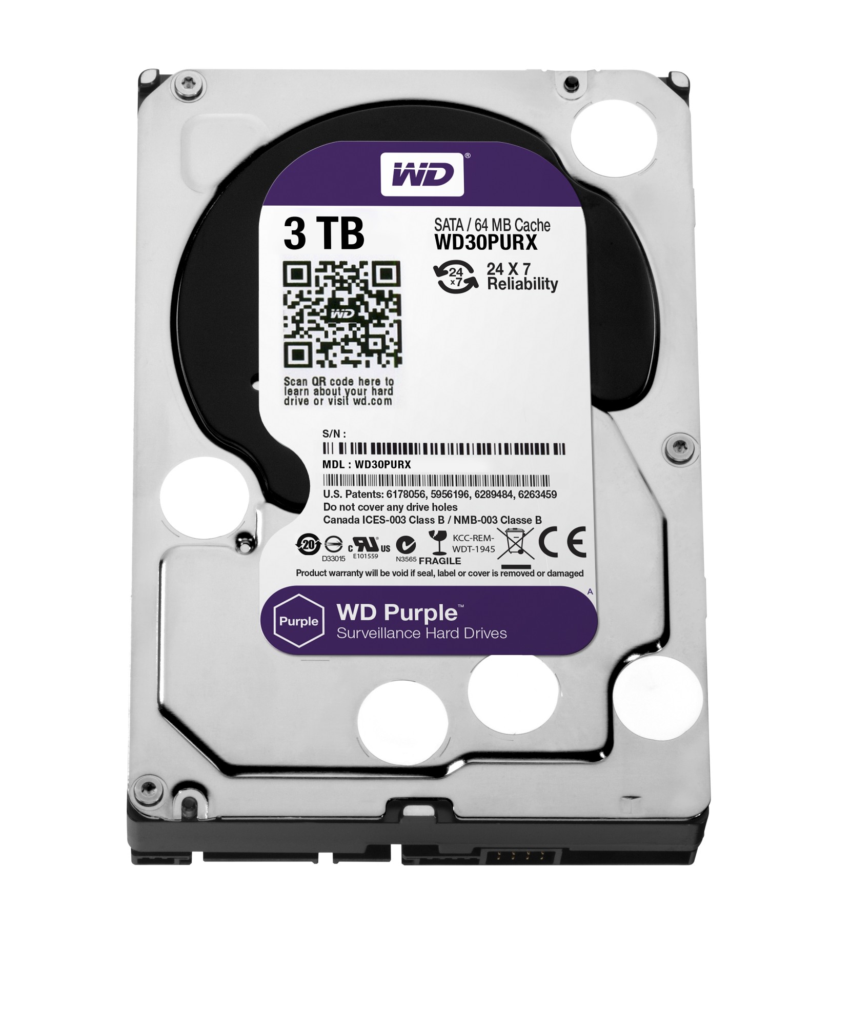 Western Digital Purple 3TB internal hard drive Variable 64 MB 3.5&quot