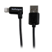 StarTech.com Cable Lightning a USB de 1m - Cable Lightning Acodado a la Derecha en 90 Grados para iPhone / iPad / iPod - Certificación MFi de Apple - Negro
