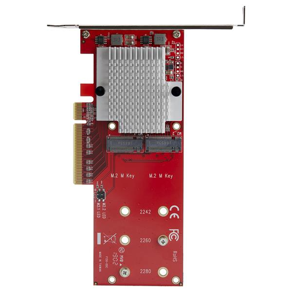 StarTech.com Dual M.2 PCIe SSD Adapter Card - x8 / x16 Dual NVMe or AHCI M.2 SSD to PCI Express 3.0 - M.2 NGFF PCIe (M-Key) Compatible - Supports 2242, 2260, 2280 - JBOD - Mac & PC