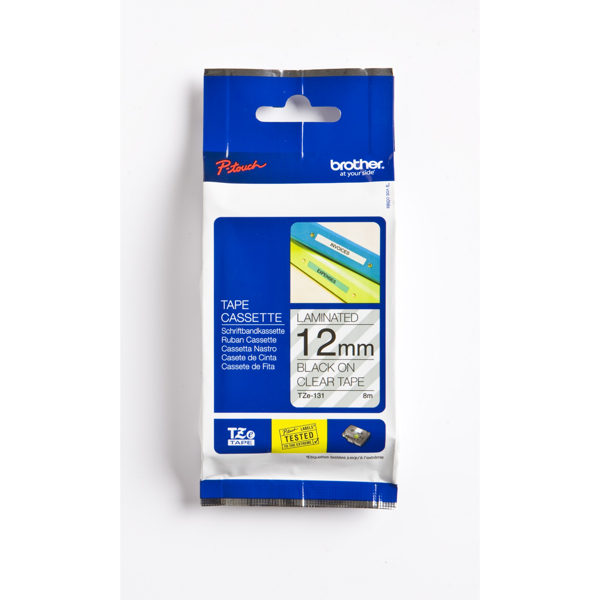 Brother P-Touch TZe 12mm Black on Clear Labelling Tape TZE131