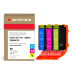 AgfaPhoto APCCLI521TRID inktcartridge 3 stuk(s) Compatibel Normaal rendement Cyaan, Magenta, Geel