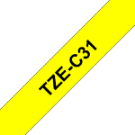 Brother TZE-C31 DirectLabel black on yellow Laminat 12mm x 5m for Brother P-Touch TZ 3.5-18mm/6-12mm/6-18mm/6-24mm/6-36mm