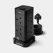 VONHAUS Tower Extension Lead with USB, Power Surge Protection 2M Cable Black, 8 x UK Mains Sockets, Three-Pin 13A Plugs, Arranged Vertically With 2 Sockets On Each Of The 4 Sides