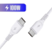 FDL 1M USB-C to USB-C - 100W PD CHARGING CABLE  (P-P) - WHITE