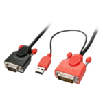 Lindy 41433 video cable adapter 5 m VGA (D-Sub) DVI-D + USB Black, Red