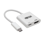 Tripp Lite U444-06N-H4K6WC USB-C to HDMI Adapter (M/F) - 4K 60 Hz, 60W PD Charging, HDCP 2.2, White
