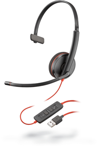 POLY Blackwire C3210 Headset Kabel Huvudband Samtal/musik USB Type-A Svart, Röd
