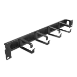 DeLOCK 19″ Cable Management Brush Strip with 4 hooks and side cable entry 1U black