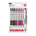 Zebra Z-Grip Retractable Ballpoint Pen 1mm Tip Assorted Ink Pack of 8