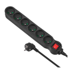 Maclean MCE225 power extension 1.5 m 6 AC outlet(s) Indoor Black
