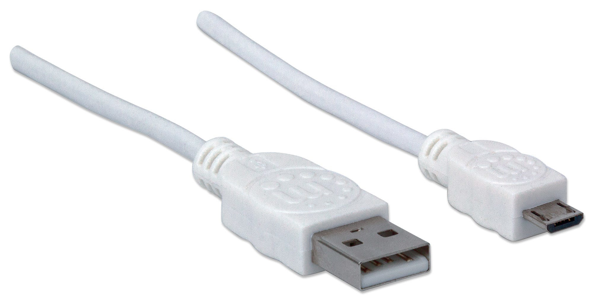 Manhattan USB-A to Micro-USB Cable, 1.8m, Male to Male, 480 Mbps (USB 2.0), White, Polybag