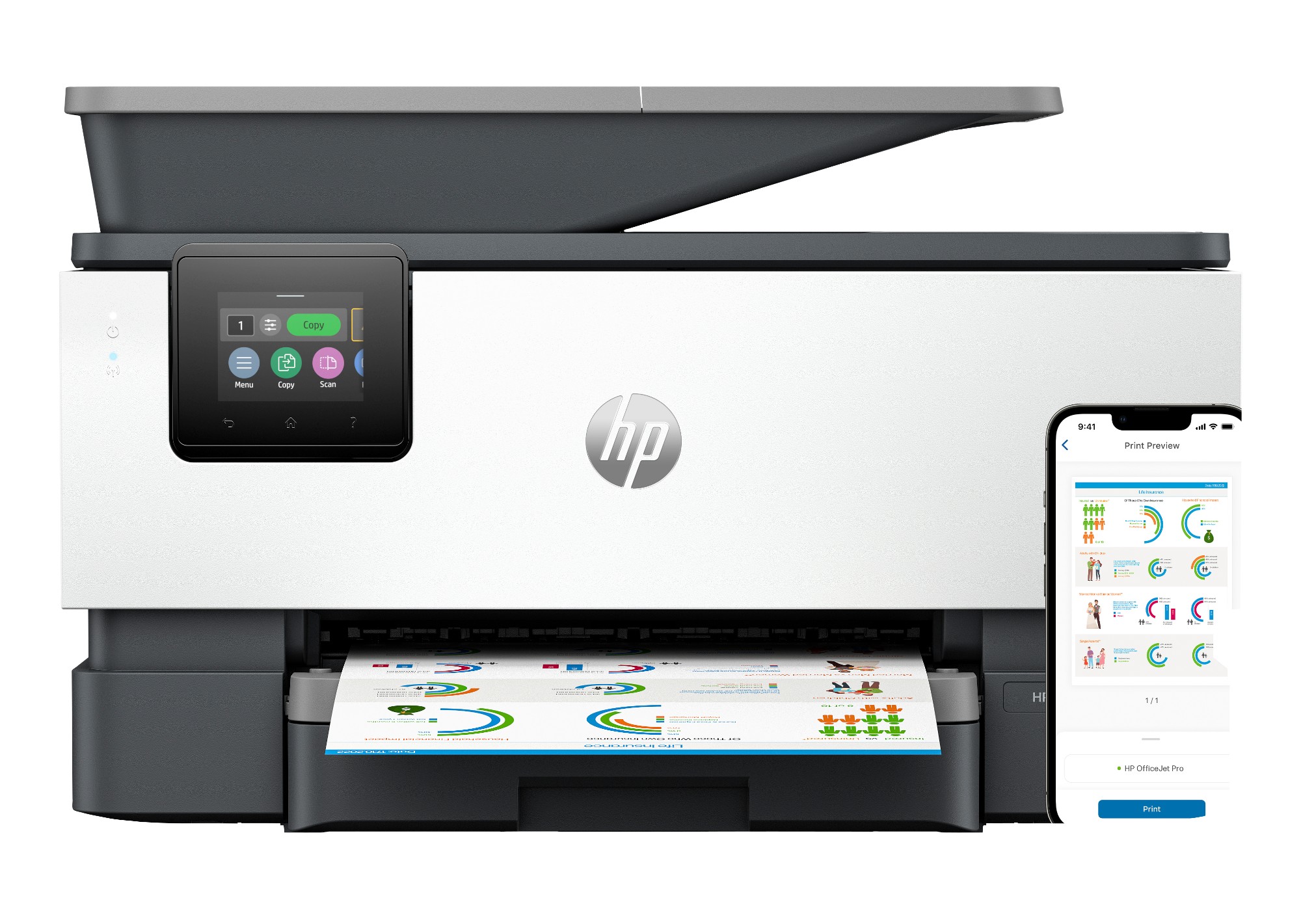 HP OfficeJet Pro 9122e Wireless All-in-One Farbe Drucker, Instant Ink; Beidseitiger Druck