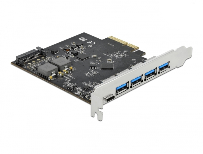 DeLOCK PCI Express x4 Card to 1 x USB Type-C + 4 x USB Type-A - SuperS
