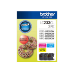 Brother LC233 COLOUR VALUE PACK 1XCYAN 1X MAGENTA 1X YELLOW