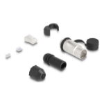 DeLOCK RJ45 Modular Plug Cat.6A for self-assembly with robust cable plug housing coupler and protective cap suitable for feed-through couplers 67061 and 67062 IP66 dust and waterproof