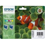 Epson C13T02740320/T027 Ink cartridge color twin pack Blister Radio Frequency, 2x220 pages 46ml Pack=2 for Epson Stylus Photo 810