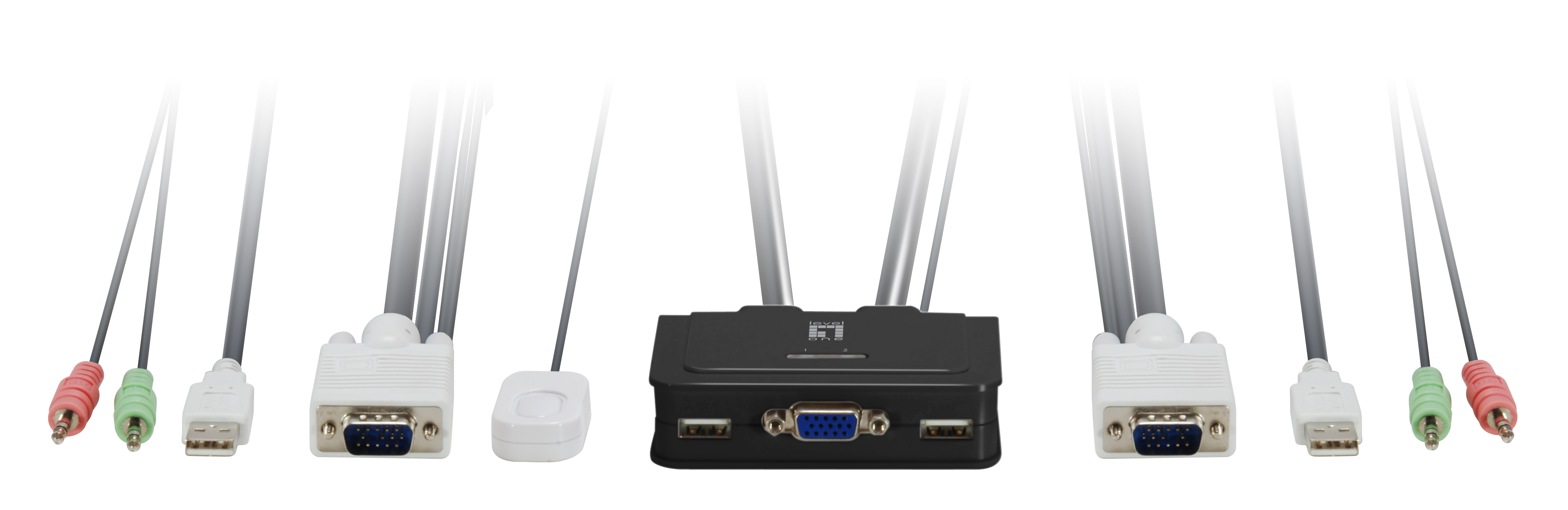 Image of LevelOne 2-Port USB VGA Cable KVM Switch, audio support
