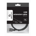 Gembird CC-USB2-AMAF-75CM/300-BK USB-kabel USB 2.0 0,75 m USB A Zwart