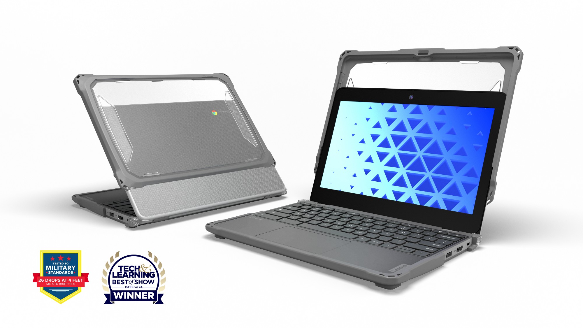 MAXCases Extreme Shell-F3 Slide Chromebook Case for Lenovo 500e G5 Chromebook (Grey/Clear)
